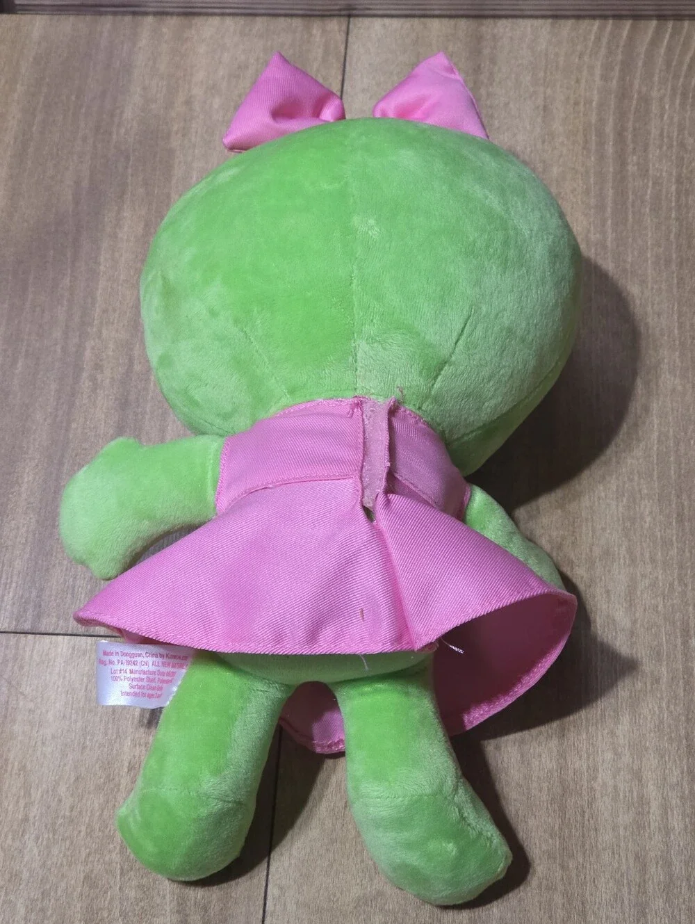 SWEET FROG YOGURT MASCOT GIRL PLUSH PINK DRESS HAIR BOW